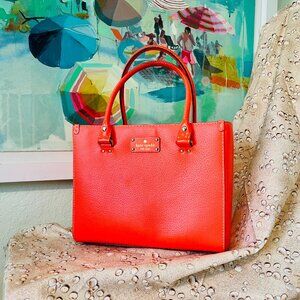 Kate Spade Vibrant Orange Leather Tote – Fall / Halloween Chic 🎃🍂